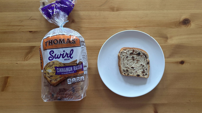 Thomas' Swirl Cinnamon Raisin Bread on white plate
