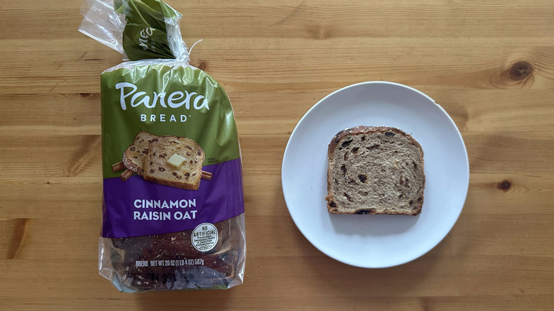 Panera Bread Cinnamon Raisin Oat Bread on white plate
