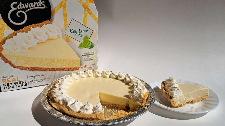 cut pie next to box