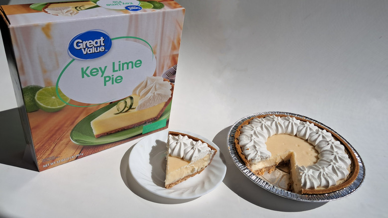 cut pie next to box