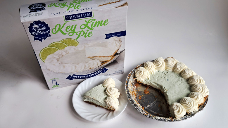 Cut pie beside box