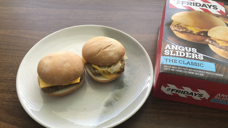 TGI Fridays frozen Angus sliders.
