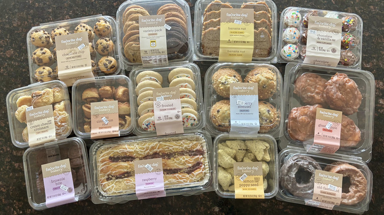 Various Target Favorite Day baked goods in packaging on countertop