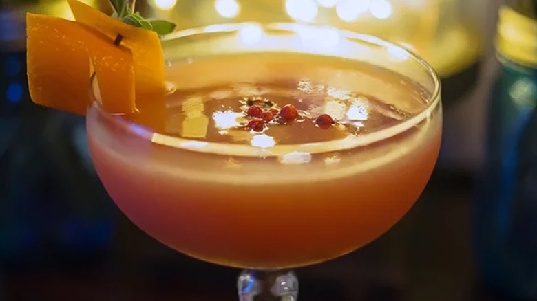 Close-up of Doña Frida cocktail in coupe glass