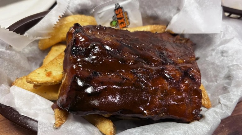 Ribs from Texas Roadhouse on a plate
