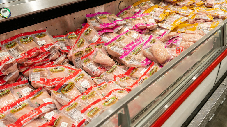 Packaged chicken in refrigerated section at Costco