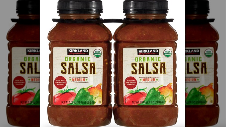 Kirkland Signature salsa on white background