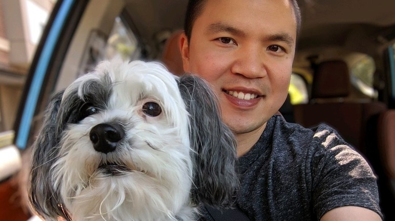 TikTok creator Photogami with dog in car