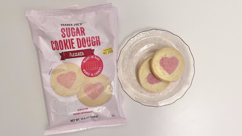 Two sugar cookie dough hearts