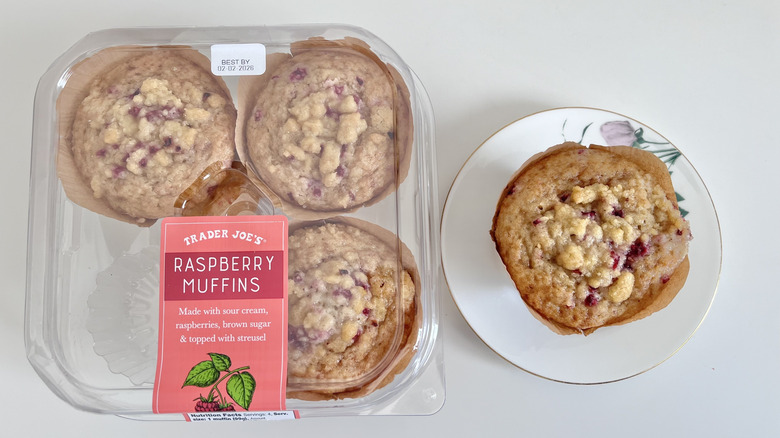 Raspberry muffin on a plate