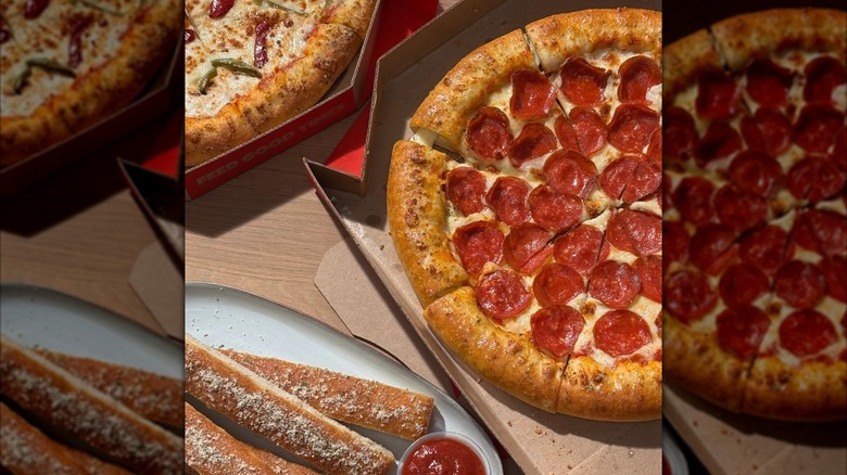 Pizza Hut pizza and breadsticks