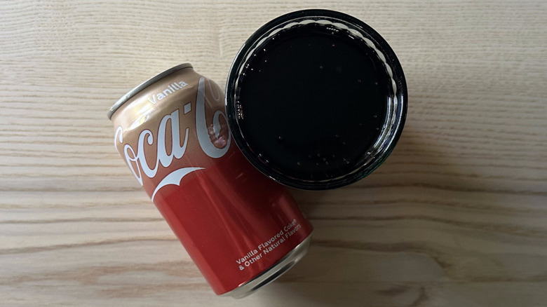 Vanilla Coke in blue glass
