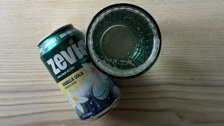Zevia Vanilla Cola in blue glass