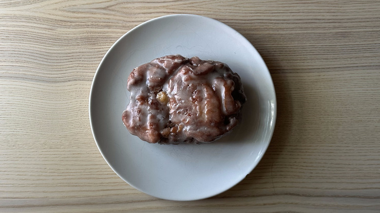 7-Eleven apple fritter on white plate