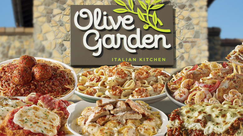 Several dishes from Olive Garden