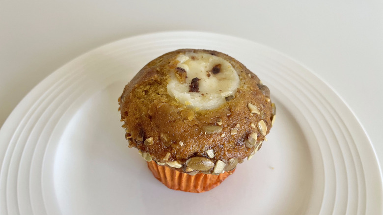 Top angle view of Pumpkin Cream Cheese Muffin
