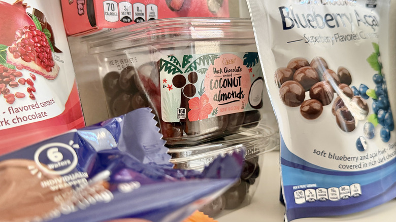 Close up of coconut almonds package