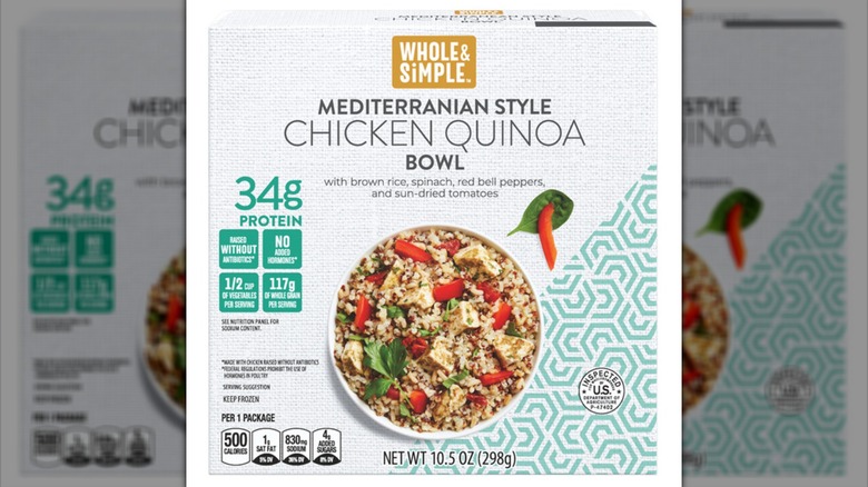 Aldi Whole & Simple Mediterranean Chicken Quinoa Bowl in packaging