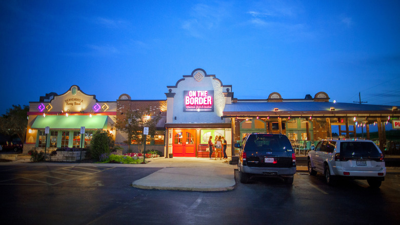 View of On the Border Mexican restaurant at dusk