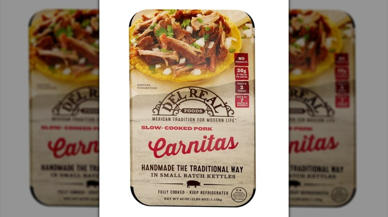 Package of Del Real Foods Slow-Cooked Pork Carnitas