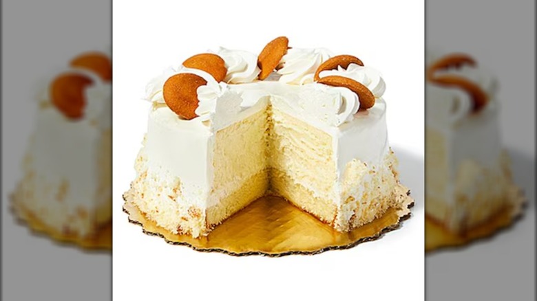 Publix Banana Cream Cheesecake with slice cut out