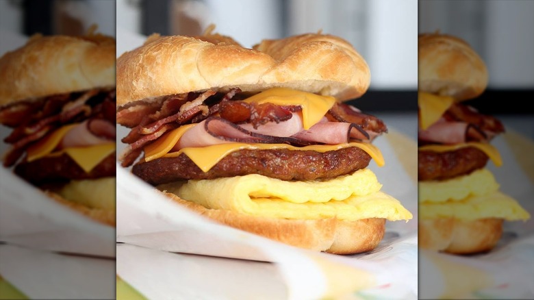 Burger King Croissan'wich with bacon, cheese, sausage, and egg