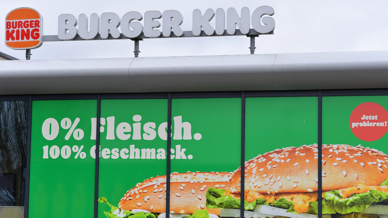 German sign for meat-free burger outside Burger King