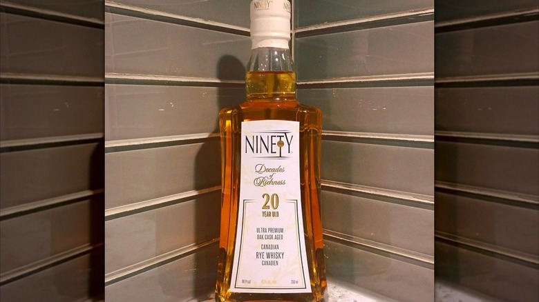 Canadian whisky label close up.
