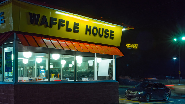 Waffle House restaurant at night