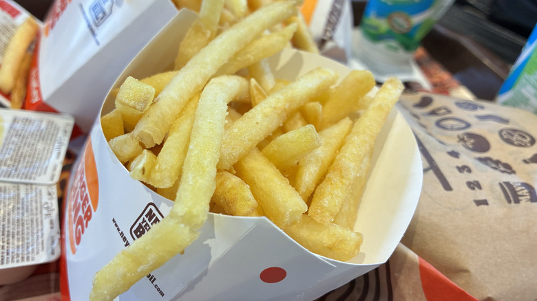 Close up of Burger King fries on full tray