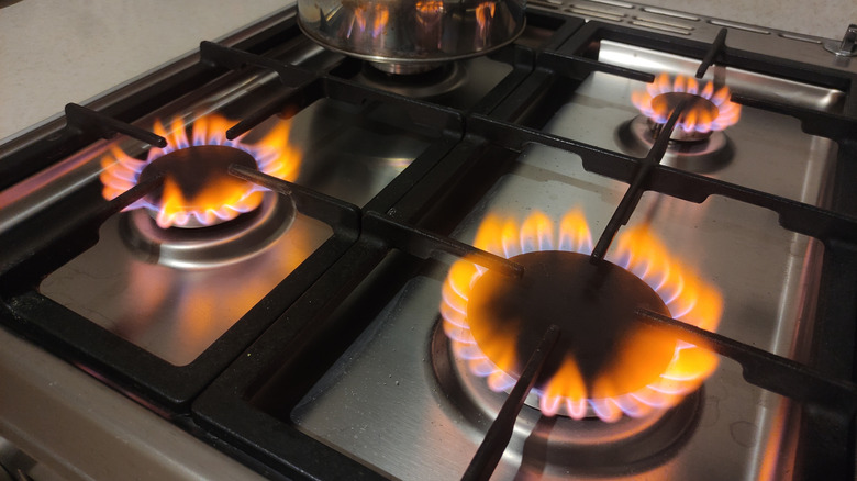 yellow flame from gas burners