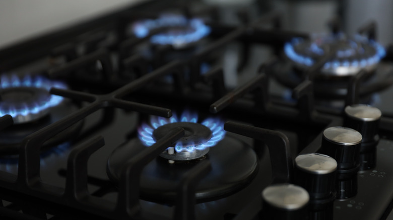 gas cooktop with flames