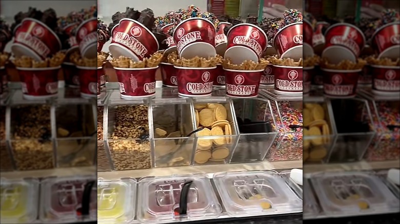 Various toppings inside a Cold Stone store