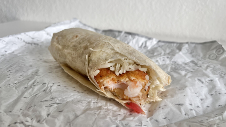 Close up of Jumbo Shrimp Burrito
