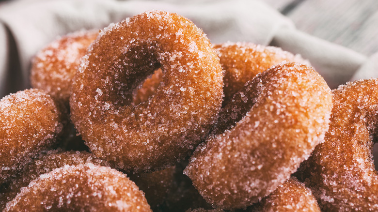 crispy fried donuts with sugar coating