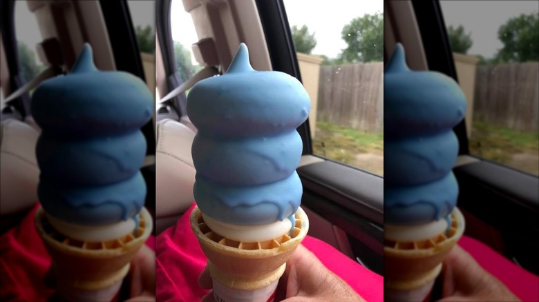 Blue Dairy Queen dipped cone