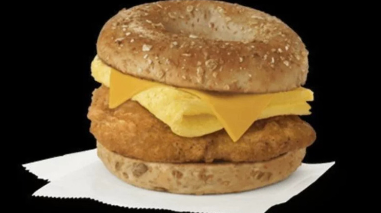 a Chick-fil-A chicken sandwich on a bagel