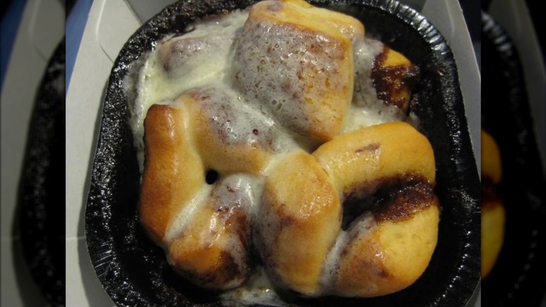 Close up of McDonald's Cinnamon Melt in to-go box