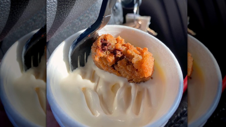 Sonic fried cookie dough bite in cup of vanilla ice cream