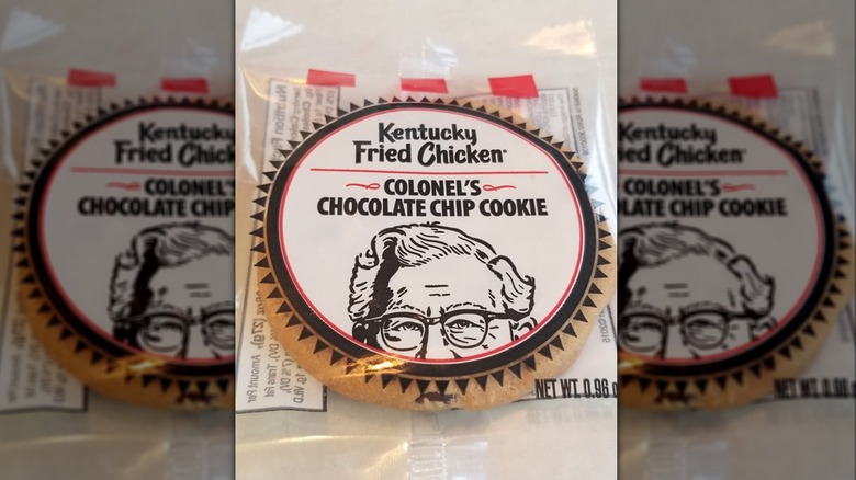 KFC chocolate chip cookie in plastic packaging