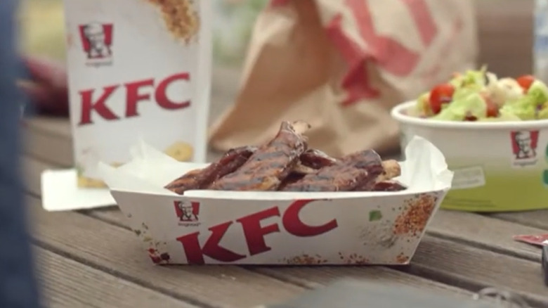 KFC lamb ribs served in Australia in a KFC carton