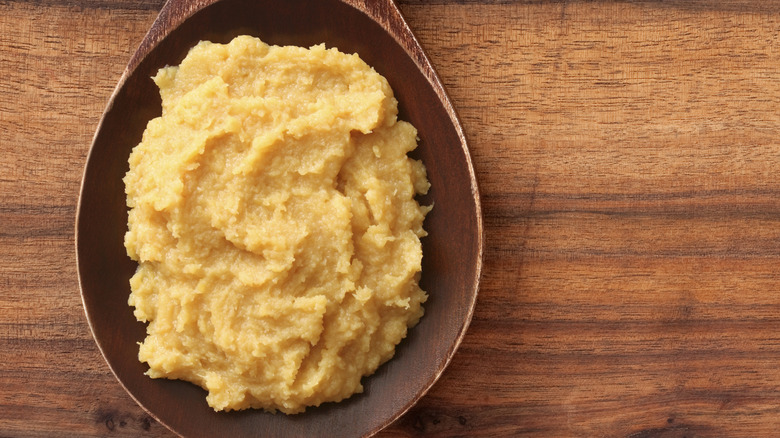 spoonful of miso closeup