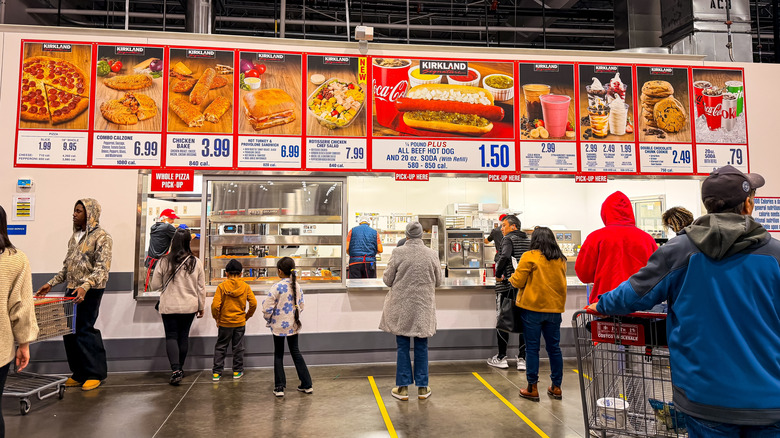 People waiting in line at Costco food court