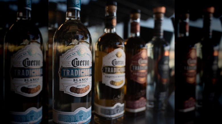 Jose Cuervo bottles in a row