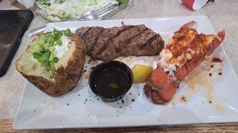 Steak and lobster at Sizzler.