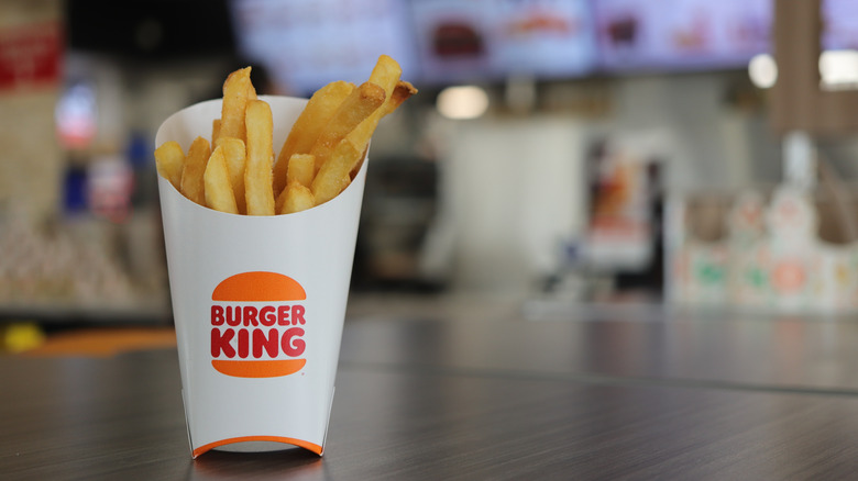 A medium fry from Burger King on a table