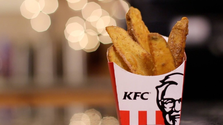 A single order of potato wedges from KFC