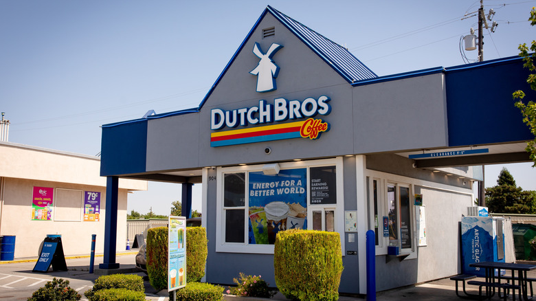 The exterior of a Dutch Bros Coffee building