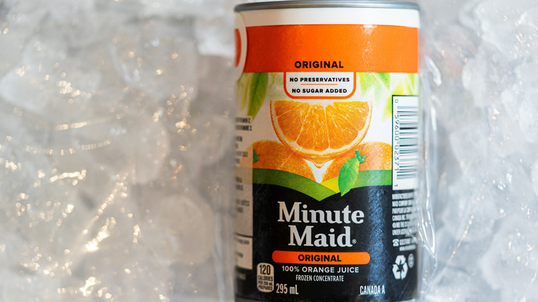 Minute Maid orange juice concentrate can on ice