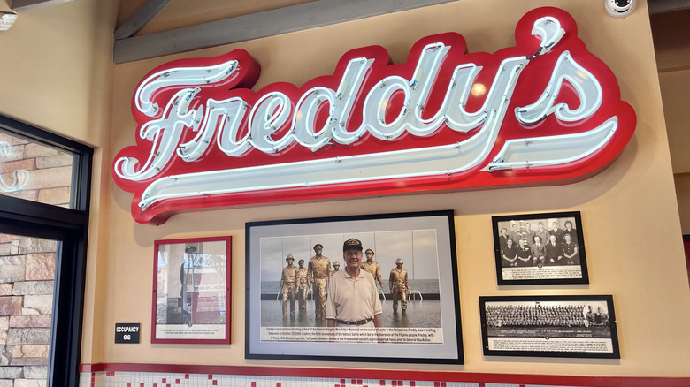 Freddy's sign in the restaurant